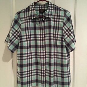Women’s Pendleton Plaid Multicolor Short Sleeve Button Down Shirt, Size Large